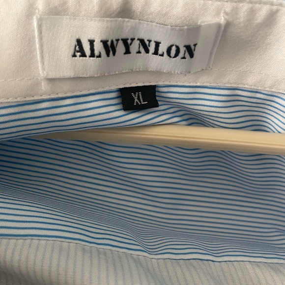 Mens Fashion Striped Shirt Casual Long Sleeve Light blue Xlarge brand new - Picture 3 of 6